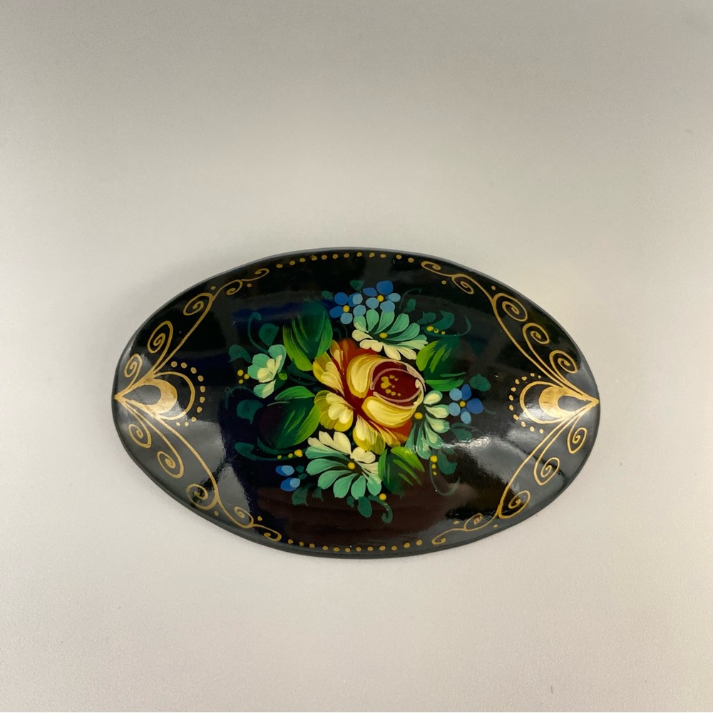 Russian Hand Painted Vintage Brooch
